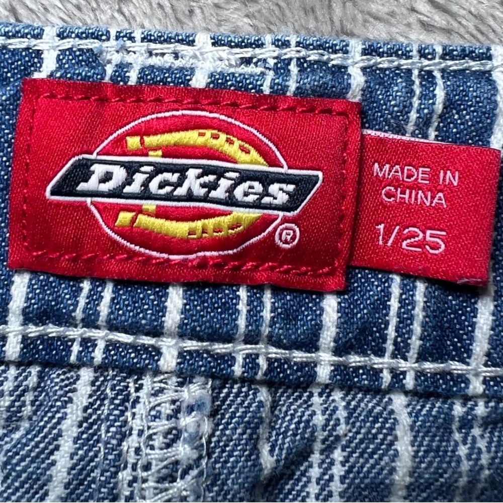 Dickies Girls Womens Size 1/25 Button Fly Mini Skirt Blue White Stripe Denim Y2K - Picture 4 of 13